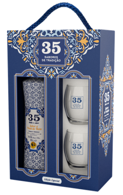 Licor 35 Pastel de Nata Likör Gift Pack Tradicao 500ml + 2 Gläser